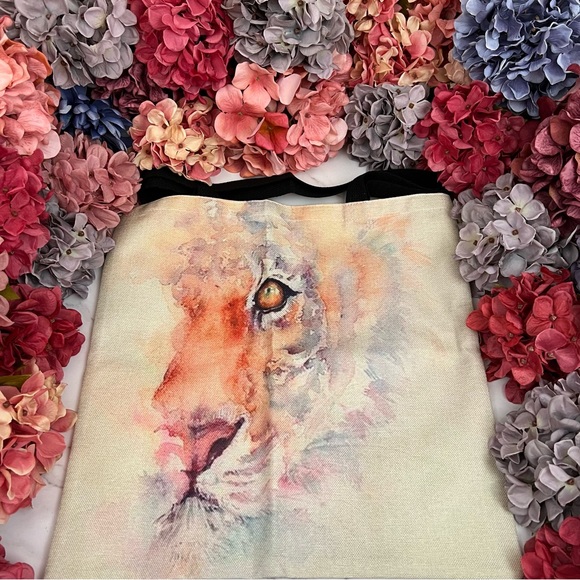 Eco-Friendly Abstract Watercolor Tiger Folding Tote Bag - Picture 5 of 14